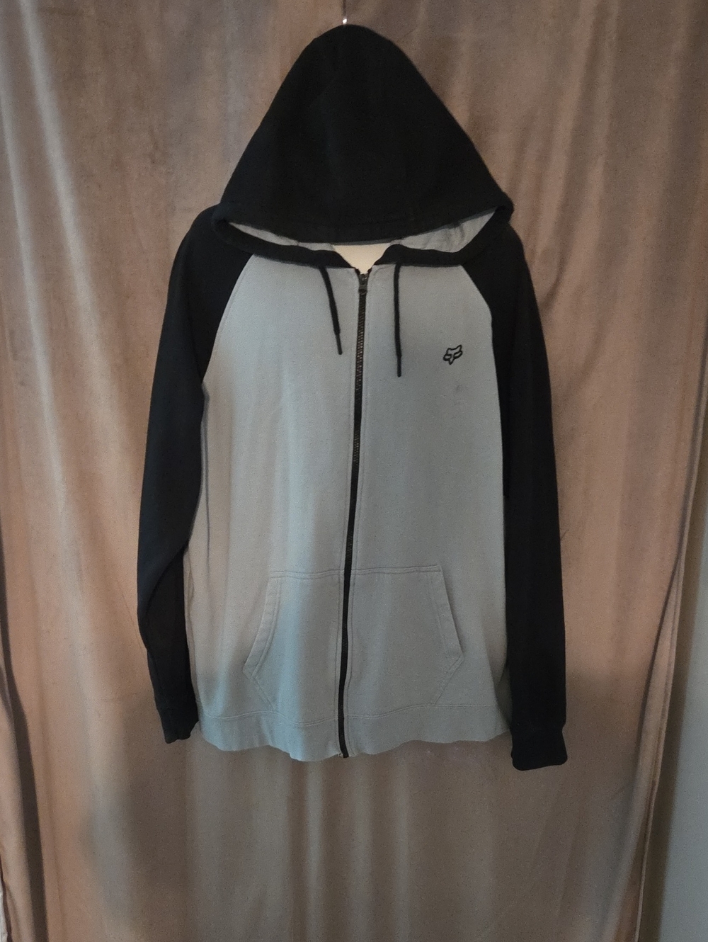 Fox Men's XXL Black and Light Grayish Blue Zip Hoodie